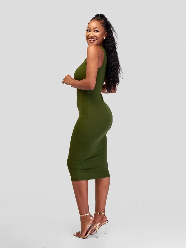 Vivo Basic Sleeveless Leila Bodycon Dress - Hunters Green