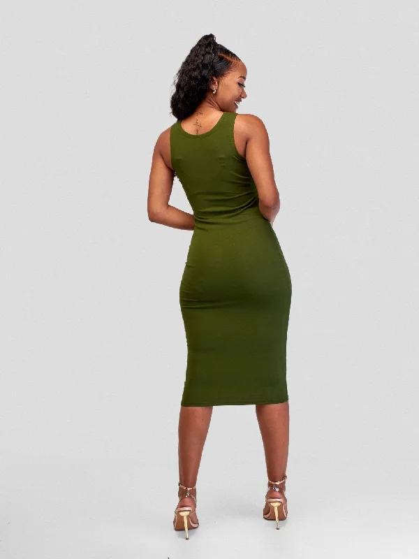 Vivo Basic Sleeveless Leila Bodycon Dress - Hunters Green