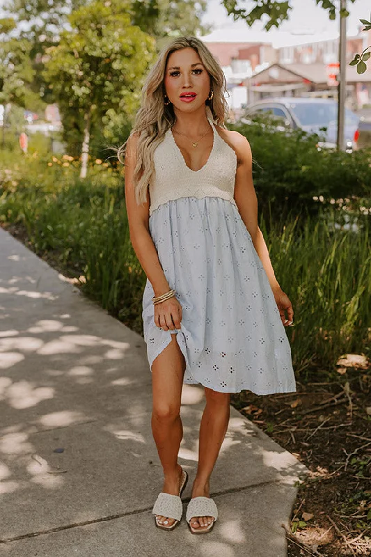 Eye Catcher Eyelet Mini Dress