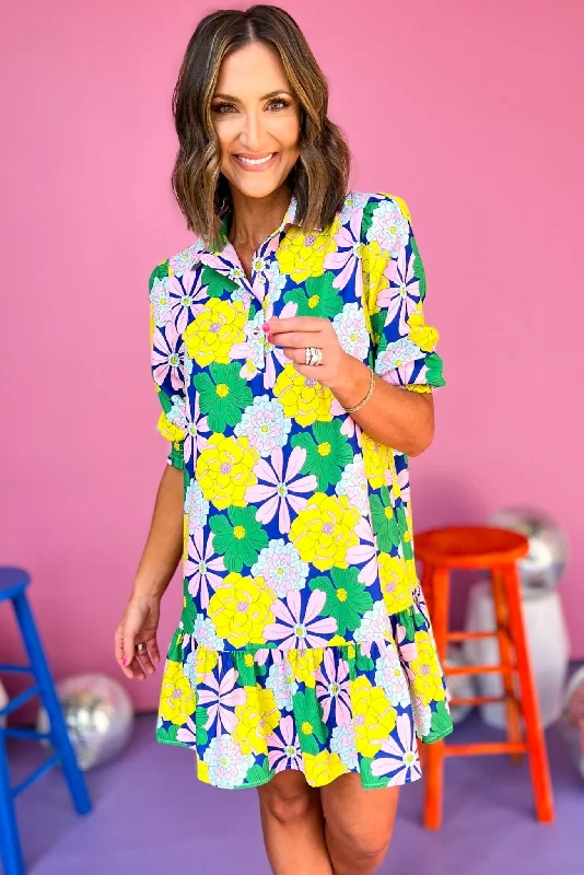 SSYS The Phoebe Smocked Long Sleeve Dress In Bold Floral