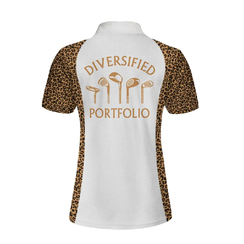 Diversified Portfolio Leopard Pattern Golf Sleeve Women Polo Shirt, Idea Gift for Golf Lovers