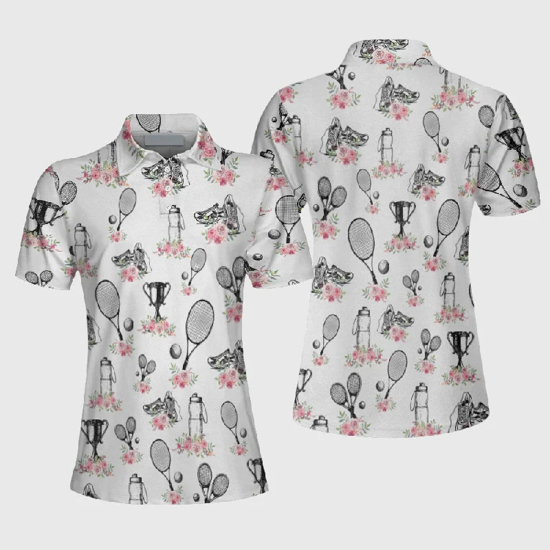 Floral Tennis Player Shirt Short Sleeve Women Polo Shirt Coolspod