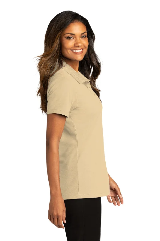 Port Authority Womens React SuperPro Snag Resistant Short Sleeve Polo Shirt - Wheat - Closeout