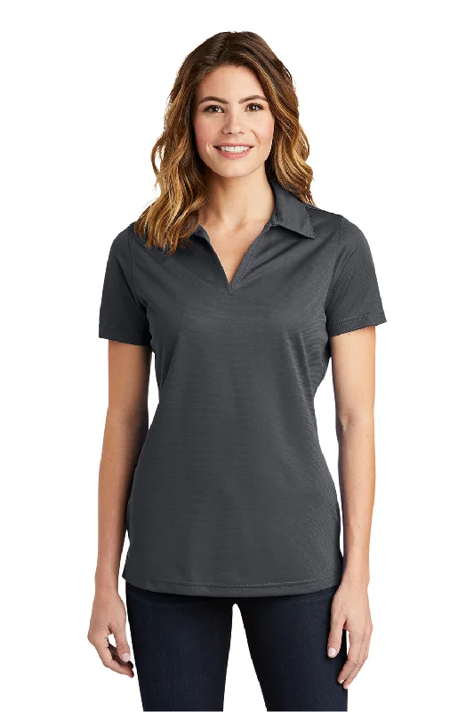 Sport-Tek Womens Active Mesh Moisture Wicking Short Sleeve Polo Shirt - Iron Grey