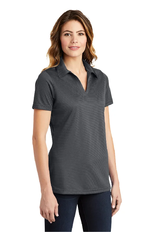 Sport-Tek Womens Active Mesh Moisture Wicking Short Sleeve Polo Shirt - Iron Grey