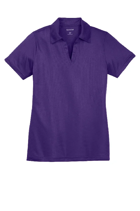 Sport-Tek Womens Active Mesh Moisture Wicking Short Sleeve Polo Shirt - Purple