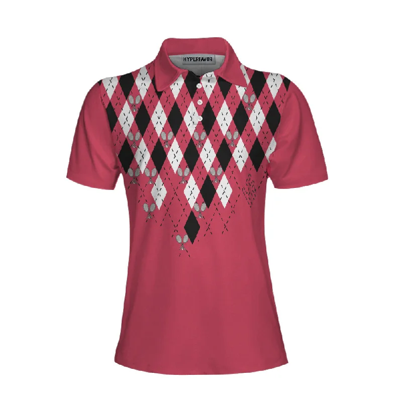 Tennis Shirt With Argyle Pattern Short Sleeve Women Polo Shirt Coolspod