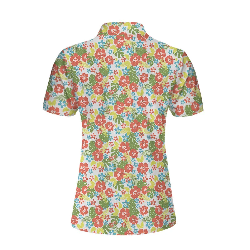 Tropical Flowers Pattern Short Sleeve Women Polo Shirt Coolspod